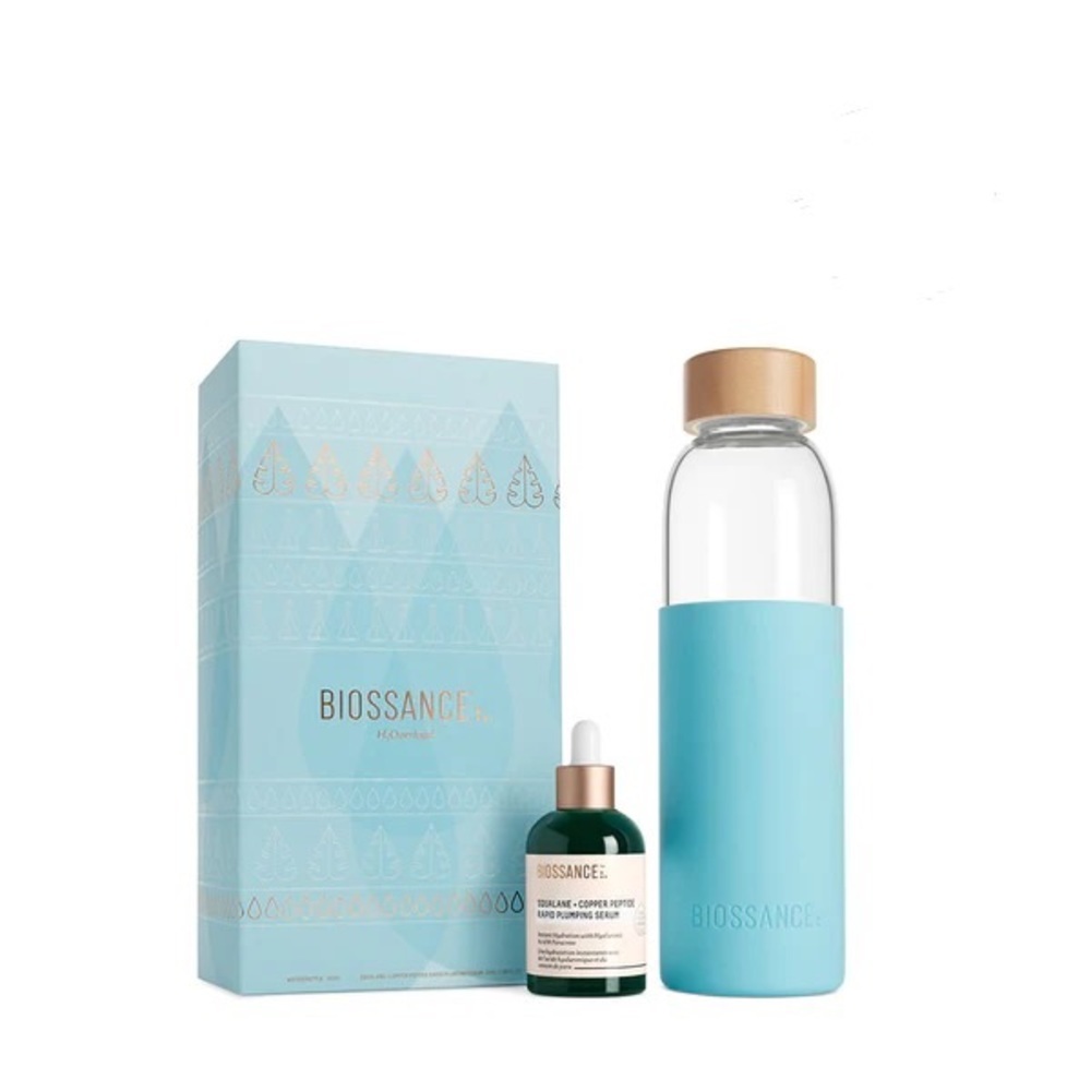 Biossance H2Overload Full Size Copper Peptide Serum + 900ml Glass Water Bottle